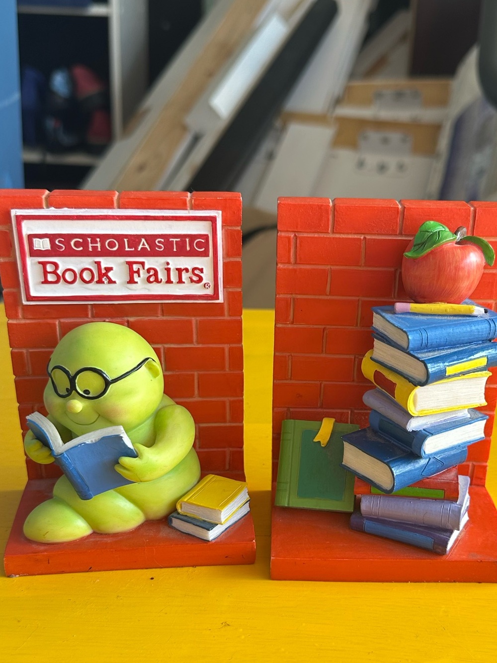 Scholastic Book Fairs Bookends Reading Bookworm Teacher Library Book Ends Set